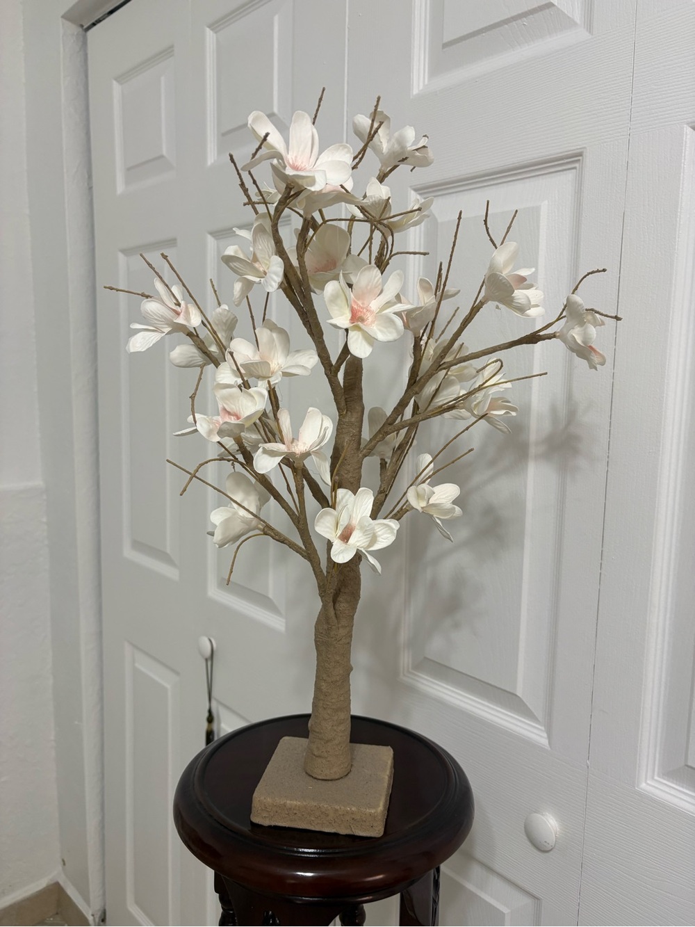 Artificial Magnolia Blossom Tree - White and Pink Floral Home Accent